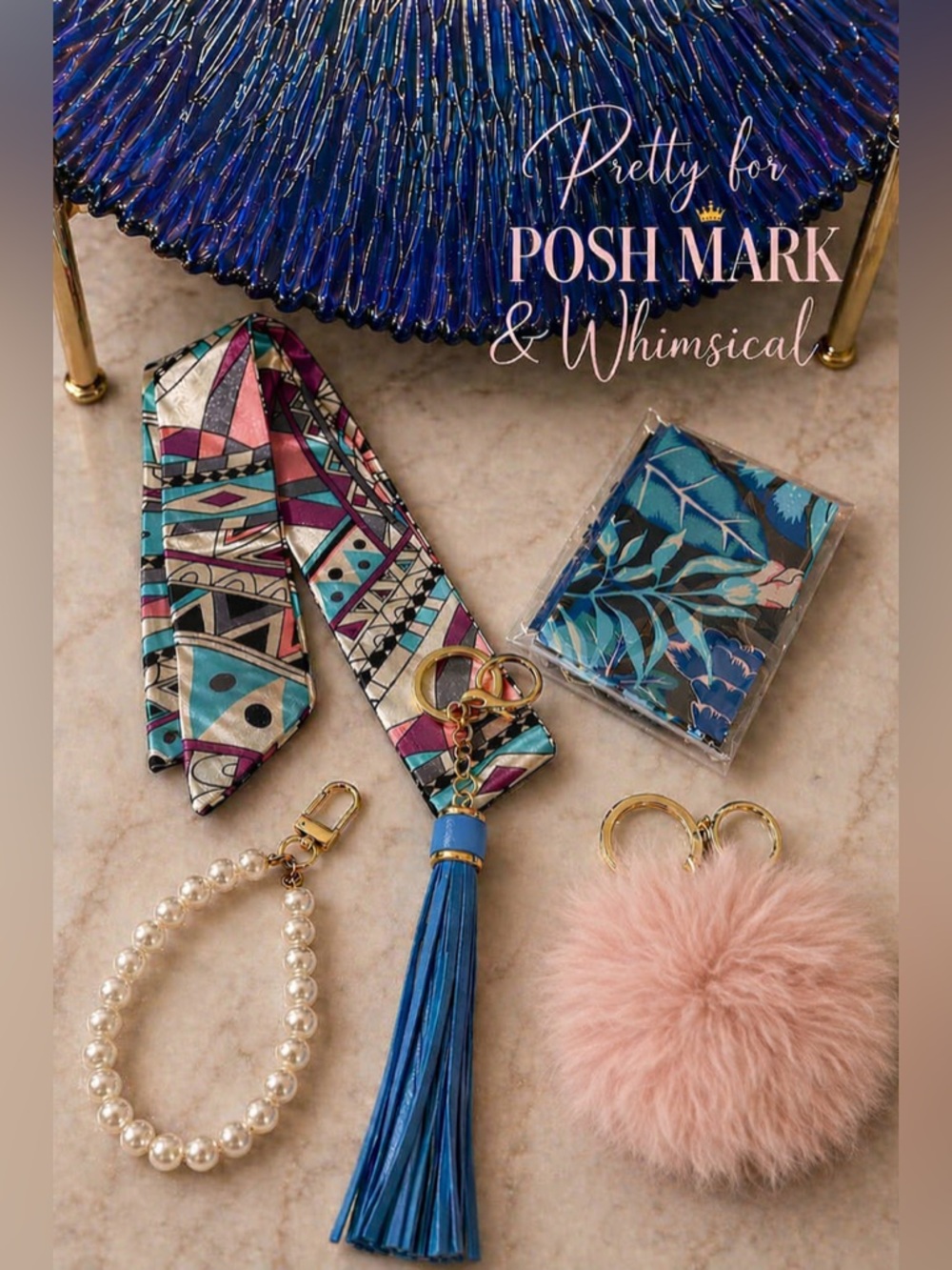Purse Accessories 5pc Bundle- Bag Charms & Bag Scarves